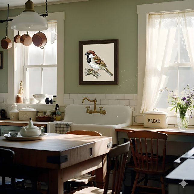 Póster Vintage Sparrow Bird Illustration  (Subido por el creador)