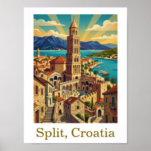Póster Vintage Split Croacia Dalmacia Viajes