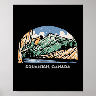 Póster Vintage Squamish, Canadá escalada en roca Boulderi