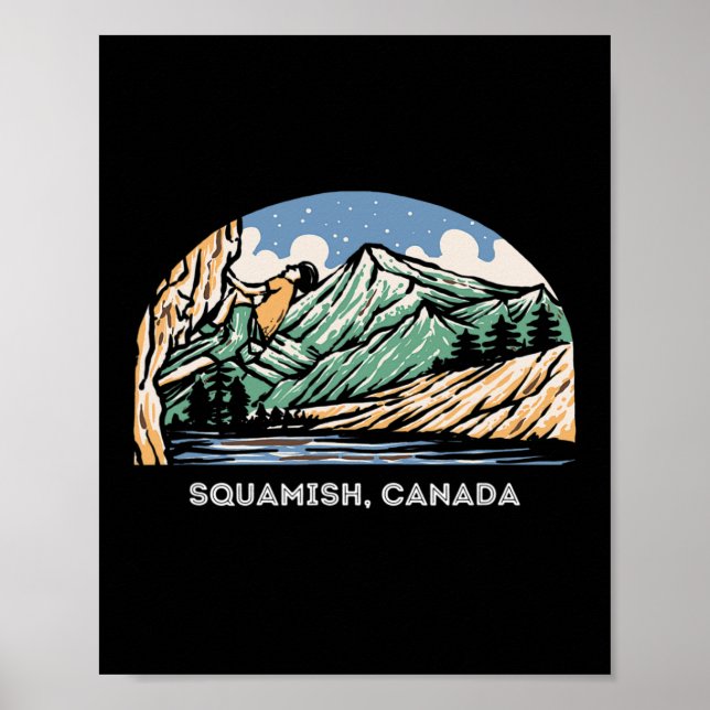 Póster Vintage Squamish, Canadá escalada en roca Boulderi (Frente)