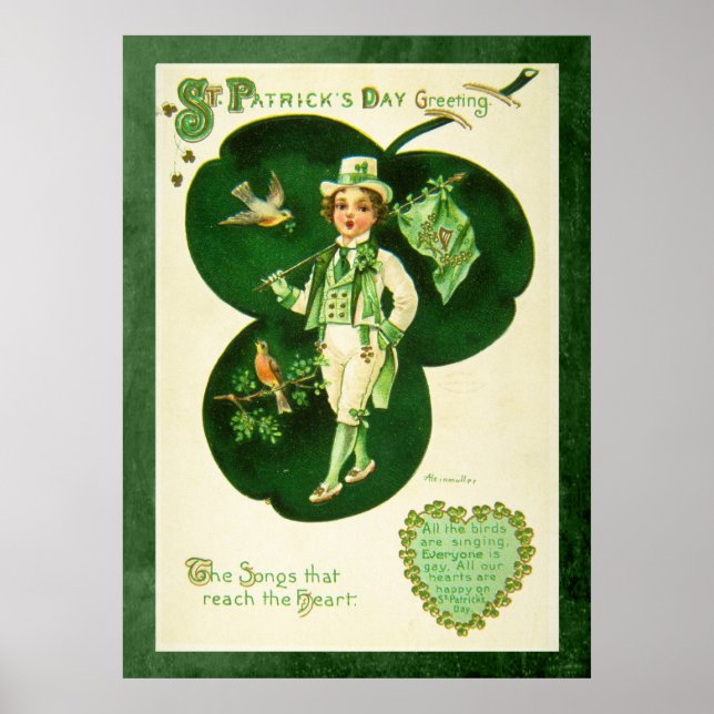 Póster Vintage St Patrick's Greeting (Frente)