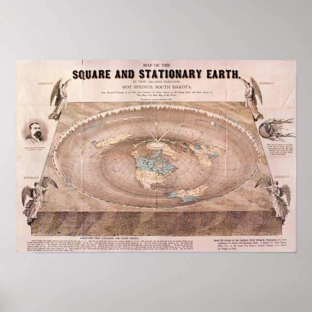 Póster Vintage Stationary Earth Map (Frente)