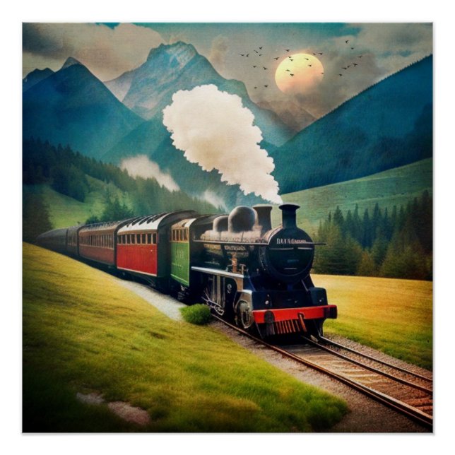 Póster Vintage Steam Train (Anverso)