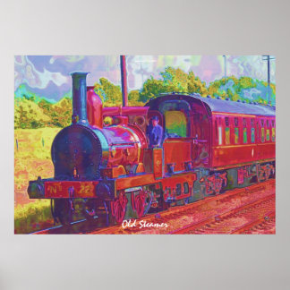 Póster Vintage Steam Train Pintado moderno en un Poster