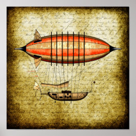 Póster Vintage Steampunk Airship