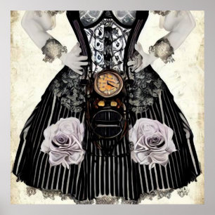 Póster Vintage Steampunk Corset