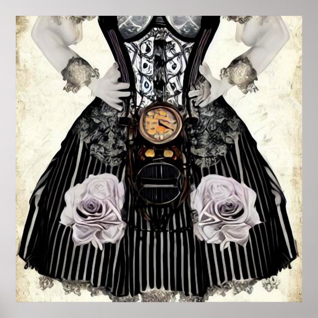 Póster Vintage Steampunk Corset (Frente)