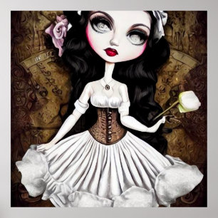 Póster Vintage Steampunk Doll en Corset