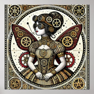 Póster Vintage Steampunk Fairy
