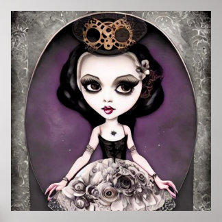 Póster Vintage Steampunk Princess Doll