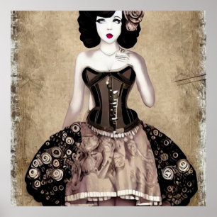 Póster Vintage Steampunk Woman