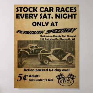 Póster Vintage stock car racing poster
