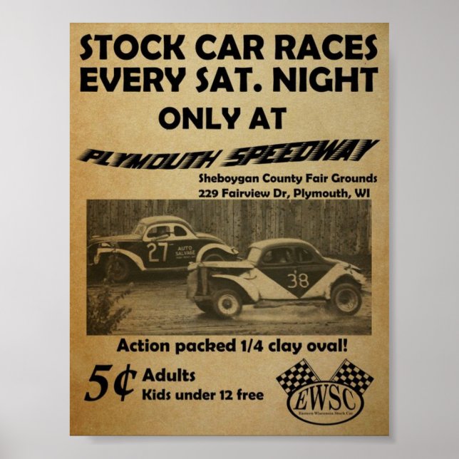 Póster Vintage stock car racing poster (Frente)