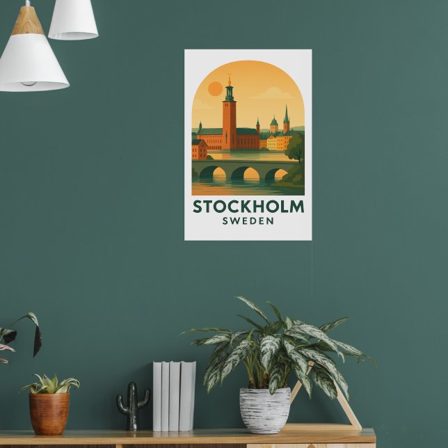 Póster Vintage Stockholm Sweden Travel – Scandinavian  (Salón 1)