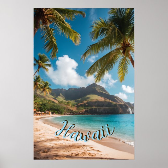Póster Vintage Style Hawaiian Travel Coast Sea Sunset (Frente)