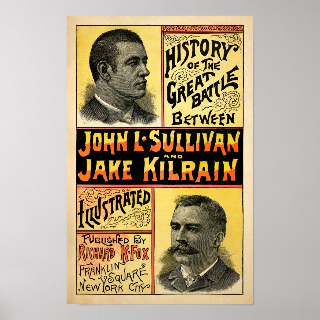 Póster Vintage Sullivan vs. Kilrain (Frente)