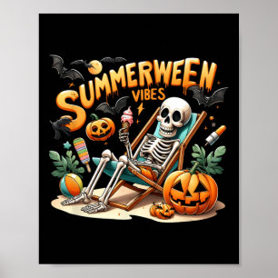 Póster Vintage Summerween Helado Vacaciones de Verano Hal