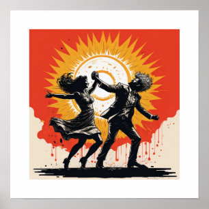 Póster Vintage Sunset Dance
