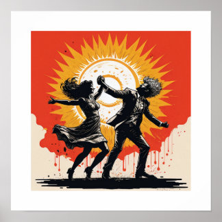 Póster Vintage Sunset Dance