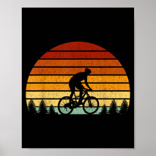 Póster Vintage Sunset Mountain Biking Gift Para La Montañ