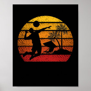 Póster Vintage Sunset Volleyball Gift