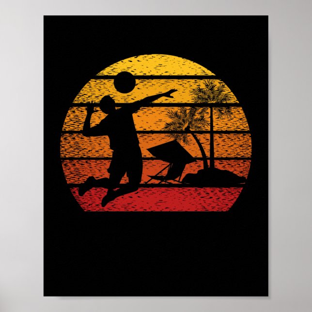 Póster Vintage Sunset Volleyball Gift (Frente)
