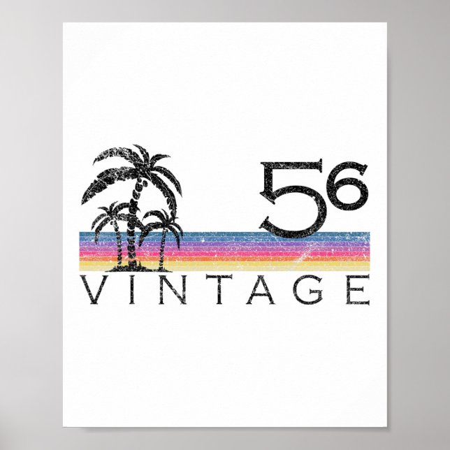 Póster Vintage Surfing 1956 Pacific Ocean Sunset Birthday (Frente)