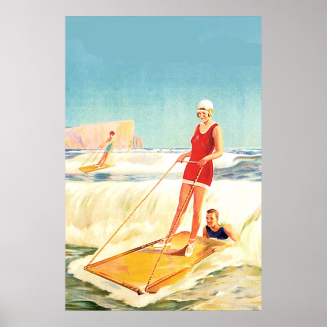 Póster Vintage Surfing Art Déco (Frente)