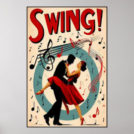 Póster Vintage Swing Dance Night Poster