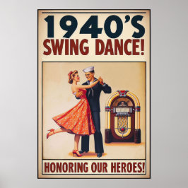 Póster Vintage Swing Dance Saludo al servicio