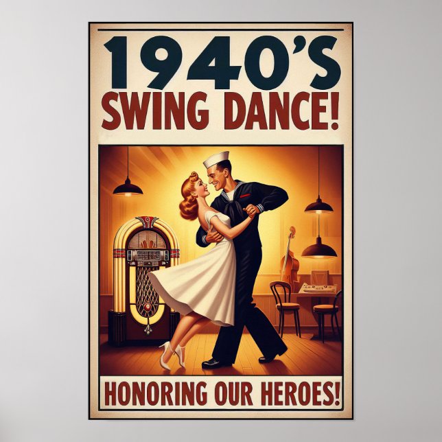 Póster Vintage Swing Dance Saludo al servicio (Frente)