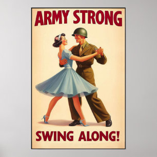 Póster Vintage Swing Dance Saludo al servicio militar