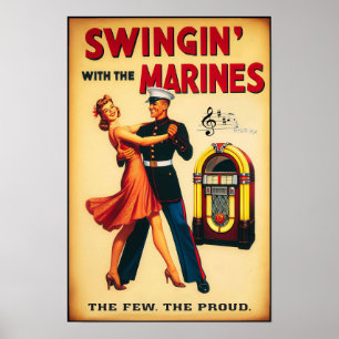 Póster Vintage Swing Dance Saludo al servicio militar