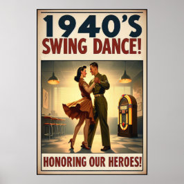 Póster Vintage Swing Dance Saludo al servicio militar