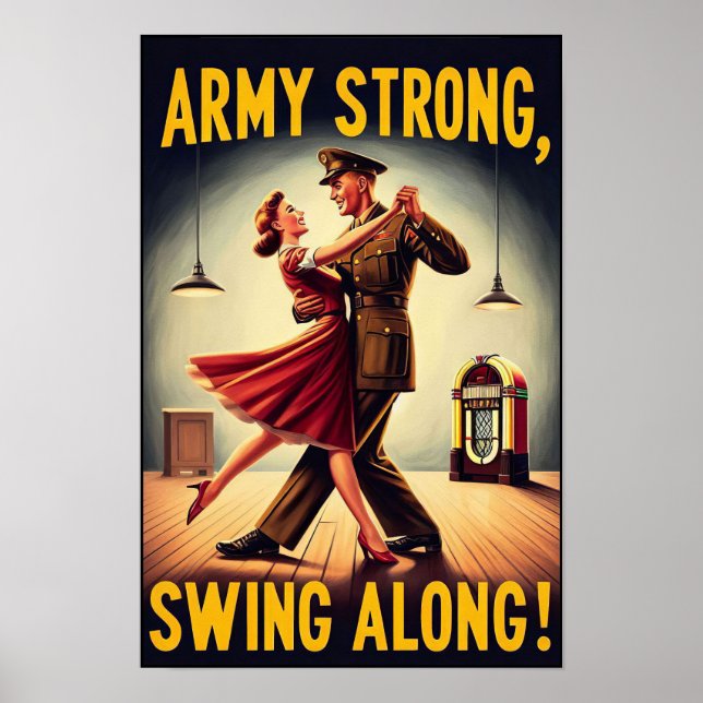 Póster Vintage Swing Dance Saludo al servicio militar (Frente)