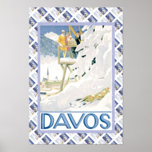 Póster Vintage Swiss Poster Davos