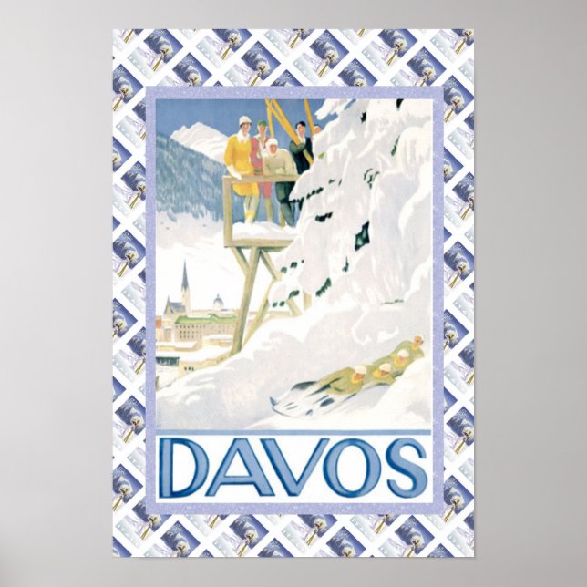Póster Vintage Swiss Poster Davos (Frente)