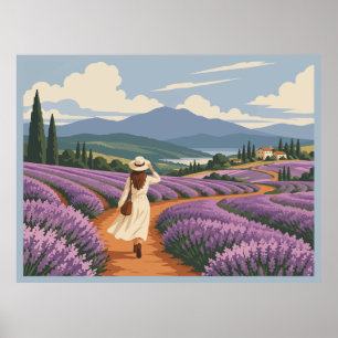 Póster Vintage Tasmania Lavender Girl Viaje