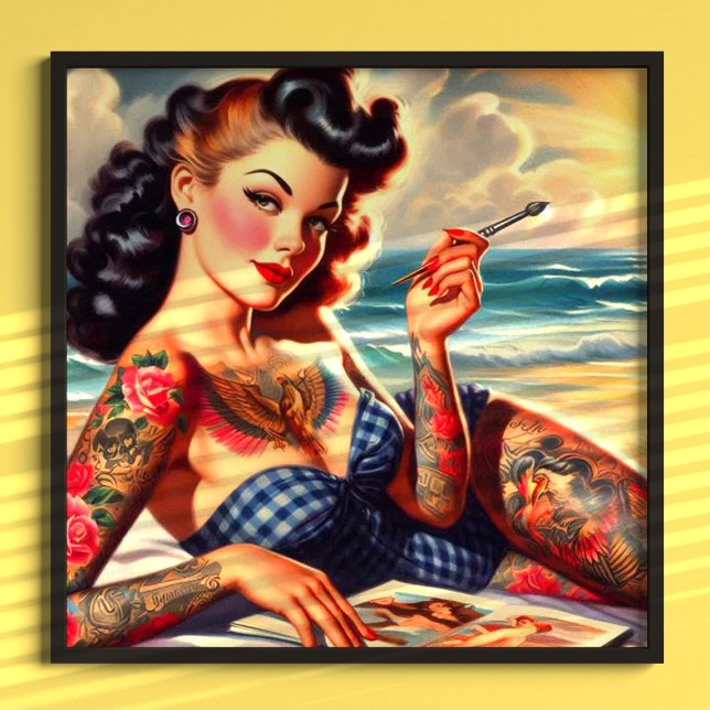 Póster Vintage Tattooed Beach Pin-up (Subido por el creador)