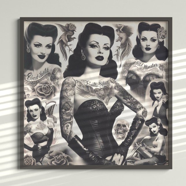 Póster Vintage Tattooed Goth Woman Collage (Subido por el creador)