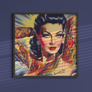 Póster Vintage Tattooed Pin-up
