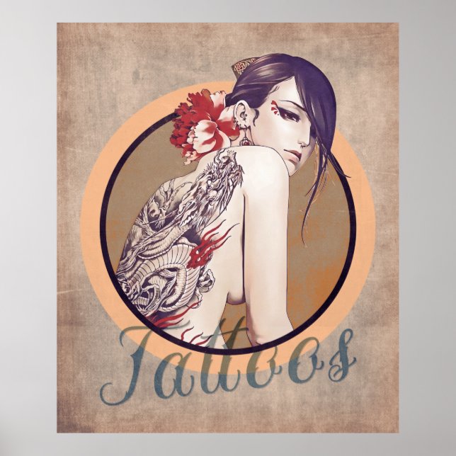 Póster Vintage Tattoos Shops Poster (Frente)
