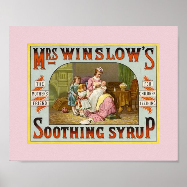 Póster Vintage Teething Medicine Mrs. Winslow's 1845 (Frente)