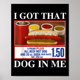 Póster Vintage Tengo Ese Perro En Mí Hombres De Hotdog Gr
