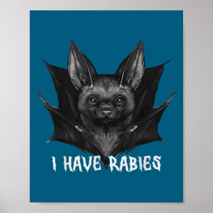 Póster Vintage Tengo Rabia Murciélago Citas Divertidas de
