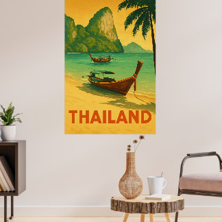 Póster Vintage Thailand Beach Paradise