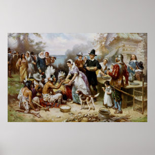 Póster Vintage The First Thanksgiving 1621 Jean Ferris