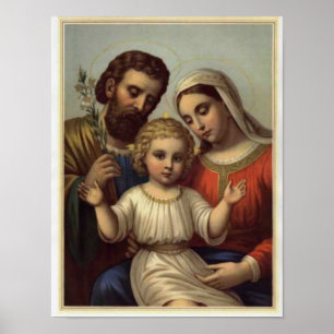 Póster vintage the holy family, Jesus christ, Josef,Mary