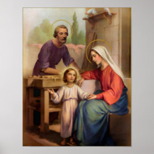 Póster vintage the holy family, Jesus christ, Josef,Mary