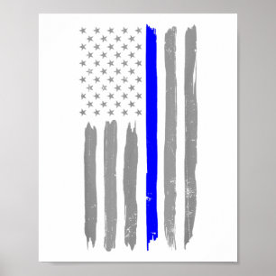 Póster Vintage Thin Blue Line: La policía apoya a USA Fl